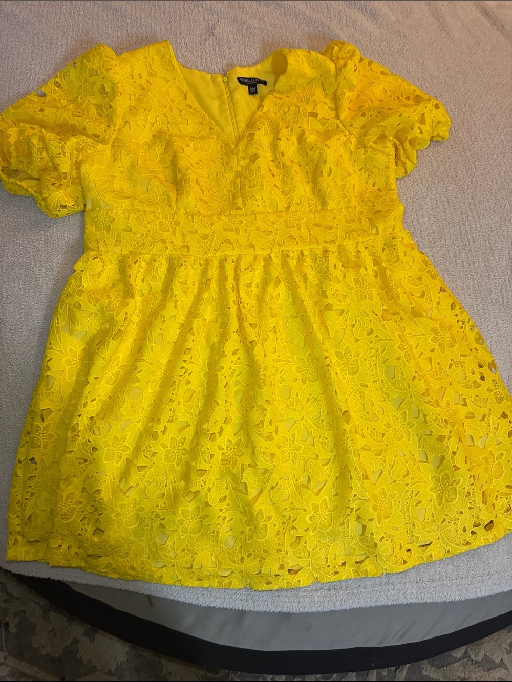 Prabal Gurung for JCPenney Yellow Lace Puff Sleeve Dress 20W